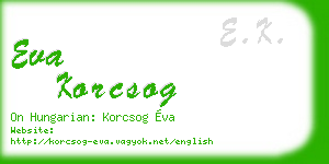 eva korcsog business card